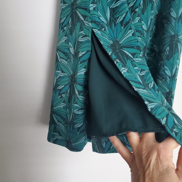 Tropical Wide Leg Pants Culottes Capris Cropped Palazzo Pants Leafy Airy Soft L - Picture 3 of 6